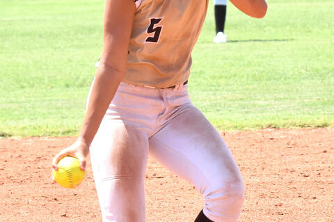 Cherish Woodward took on pitching duties during the scrimmages