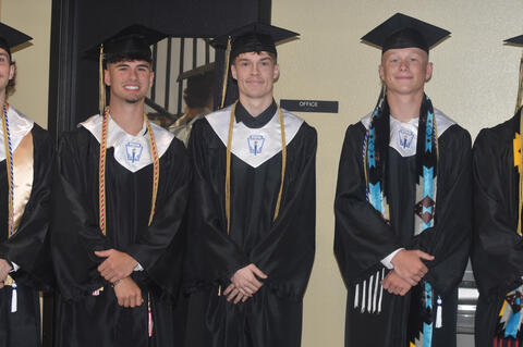 Kayd Bell, Gavin Hamilton, Ethan Smith, Brayden Holliway and Cash Roberson celebrate their graduation