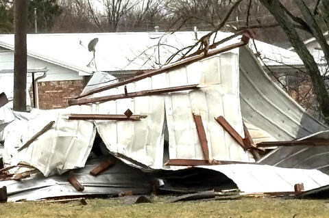 Sheetmetal and debris from local businesses