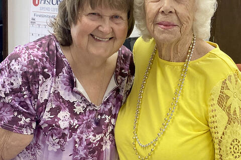 Joyce Lively and Jimmie Nell Turpin shared school day memories at the reunion.