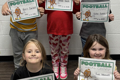 Football Champs: Morris Burnett, Tahleah Smith, Kolten Bates, Kolli Russell, and River Wainscott