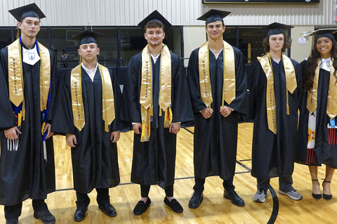 Graduating with the titles of Valedictorians and Salutatorians are Sedrick Lindsey, Alex Hill, Cayser Nickell, Bodee Garrett, Ty O’Daniel and Stoney Cully. Commencement Ceremomy is Saturday 9 a.m. inside the Allen Gymnasium.