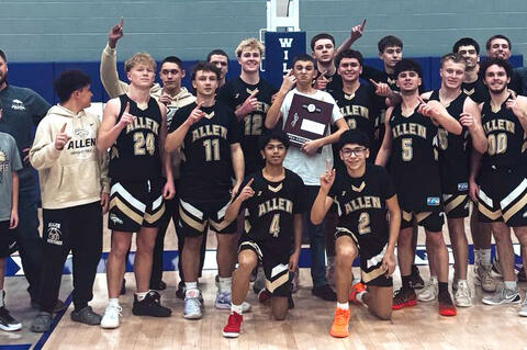 All smiles, after a 22 year hiatus from the State Tournament these Allen Men are headed to the “Big House’