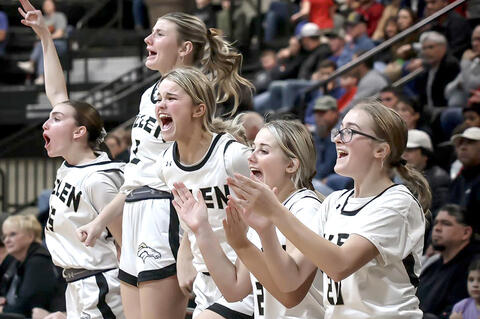 The Allen girls know how to cheer on their teammates. The countdown to the season end is just around the corner. Don’t miss the excitement by following both of Allen Basketball teams as they look for a State Tournament berth. Photo by Aaron Iker - Loade