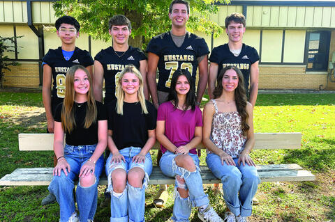 The 2025 Allen homecoming court is l-r Freshman Kolbi Clark and her escort Mario Gonzalez, Junior, Tresley Mowdy and her escort Briar Heck, Sophomore Caityn Williams and her escort Nate Boeck and Senior Emma Tomb and her escort Ethan Smith.