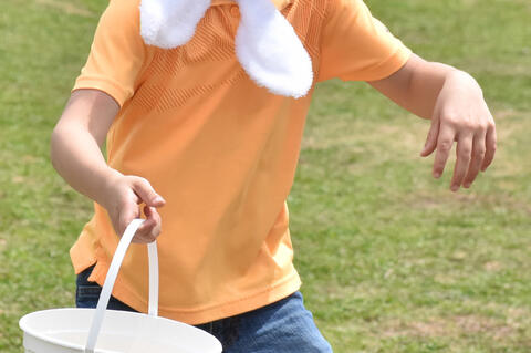 Levi Iker didnt let his bunny ears slow him down as he raced to find more eggs.
