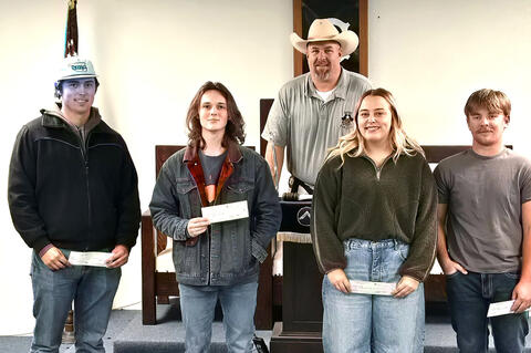 The Allen Masonic Lodge presented these Allen graduates with scholarship money to their contiuing education. Bodrey Goodson, Ty O’Daniel, Alexa Bailey and Alex Hill were presented checks by W.M. Josh Britt.