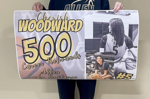 Cherish Woodward was honored at the Allen/Stoud game. She has collected over 500 rebounds in her basketball career. She hit the 500 mark at the Roff game.