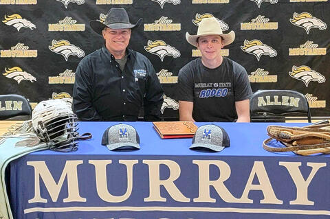 Congratulations to Allen Senior Cooper Newberry for signing to the Murray State College Rodeo Team.