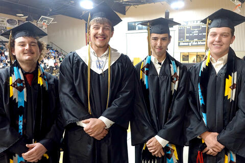 Kason Linker, Adam Sawatzky, Colby Lindsey and Brenden Linker before graduation