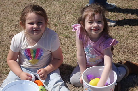 River Wainscott and Carolyn picked up a lot eggs at the school egg hunt.