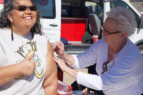 	Rachel Stick was one of the 230 people that took advantage of the Chickasaw Nation Flu and Covid Vaccination Clinic in Allen last
