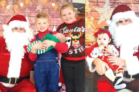 Ryder and Hattie Johnson introduced their new brother Lincoln to Santa for the fi rst time. Amilia Sanchez didn’t say much to Santa but he knows just what she wants.