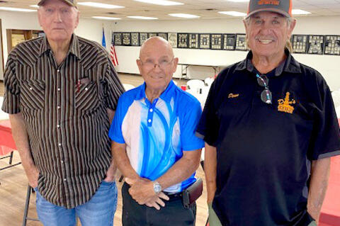 These three Atwood Cowboys enjoyed spending time together this past Saturday. Pictured are Joe Moore, Wendell Pierce and Dean Goforth.