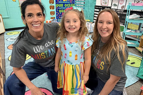 Wylder Rinehart got to meet her first teachers Trish Wainscott and Tabitha Lawrence