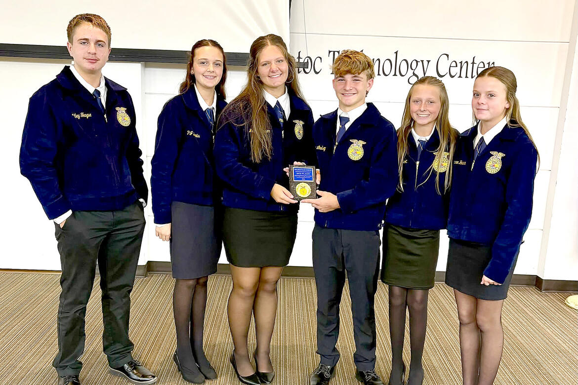 Congratulations to our Opening &amp; Closing Ceremonies team for qualifying for the State Contest in Stillwater on November 3rd! They placed 2nd the regional contest advancing on to state. l-r Sentinel: Bentley Teague, Secretary: Peyton Lewis, President: Molly Johnson, Treasurer: Tyson Lindsey, Reporter: Cambree Wainscott, Vice President: Maebree Howard