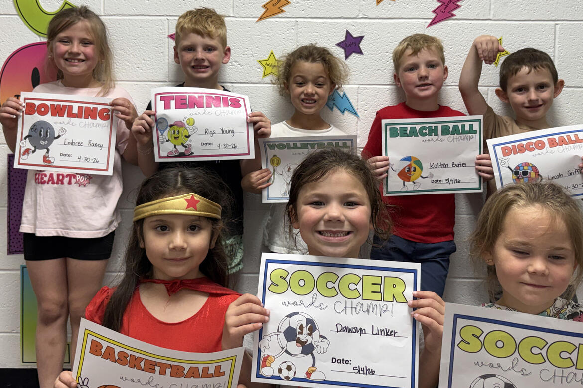 The Allen Kindergarten has announced this week’s sports champions. Basketball - Fatima Calderon; Soccer - Dawsyn Linker and Paisley Myers; Bowling - Embree Raney; Tennis - Rigs Young; Volleyball - Ana Jensen; Beach Ball - Kolten Bates; and Disco - Lincoln Griffith.