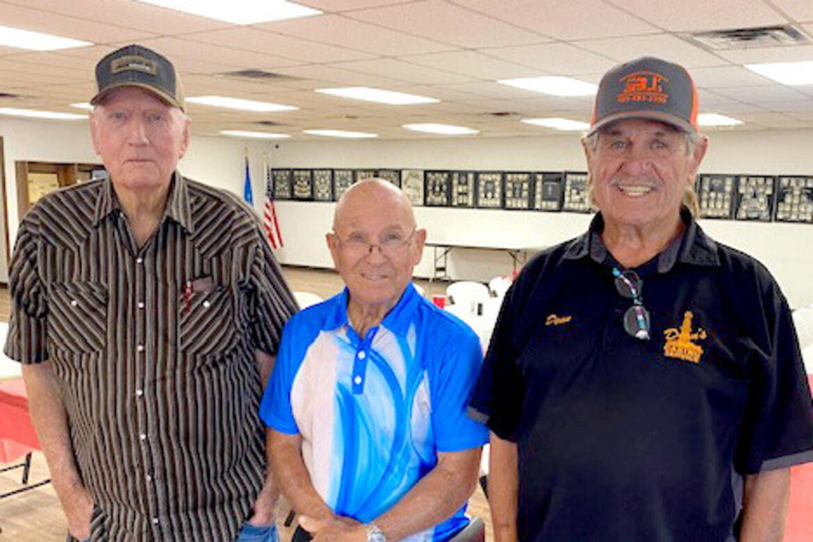 These three Atwood Cowboys enjoyed spending time together this past Saturday. Pictured are Joe Moore, Wendell Pierce and Dean Goforth.