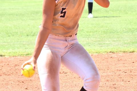 Cherish Woodward took on pitching duties during the scrimmages