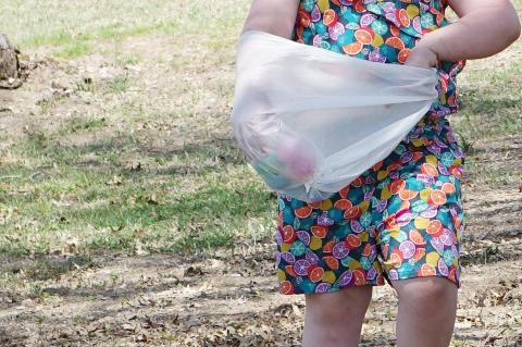 “In her Easter bonnet” ....Bree Bell was on the lookout for all the prize eggs at the Allen Chamber of Commerce Annual Easter Egg Hunt last Saturday.