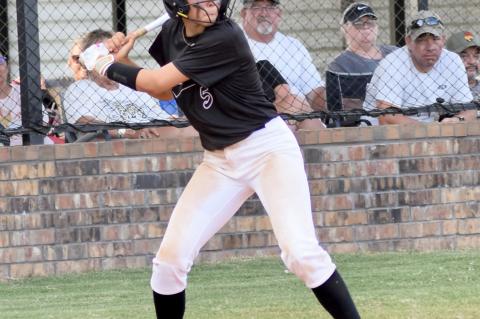 Lady Mustang Seniors (l) Addison Prentice and Cherish Woodward, lead the Mustangs to season opener win.