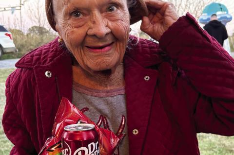 our favorite trick or treater Miss Rosie Yarbrough celebrating her 93rd Halloween
