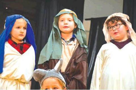 Adler Gibson, Logan Reichard, Dominica Lisago were great shepards in Calvin’s Christmas Program - photo by Meagan Lively Niblett
