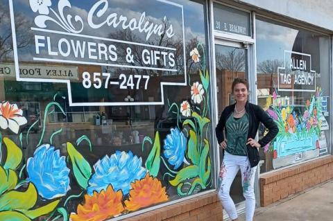 Destiny Graham has added her artistic touch to windows around town