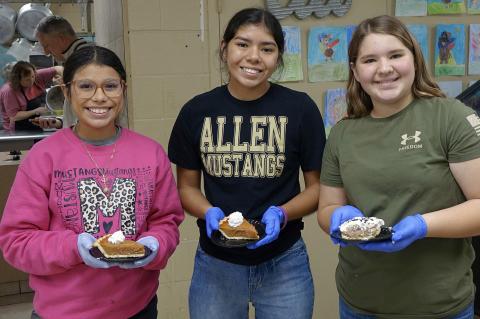 Sata Harjo, Stoney Culley and Emmie Koonce were in charge of the pie station.