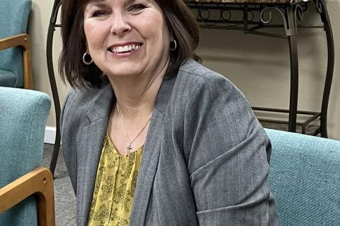 Cindy A. White meets with the Allen Board of Education Friday. White was hired to be the superintendent of Allen Public Schools after Jeff Hiatt retires at the end of the current school year. Photo by Randy Mitchell