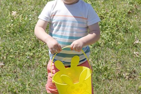 Krue Napier enjoyed being in the Allen City Park for his first Easter egg hunt.