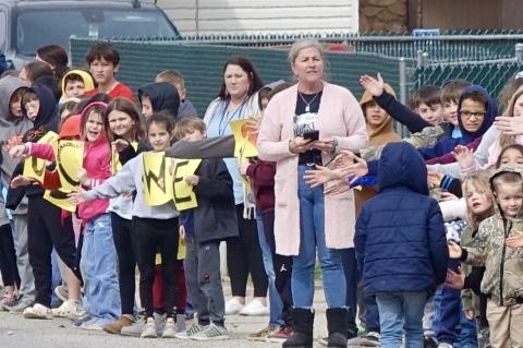 Allen cheerleaders at the State Tournament Send-off